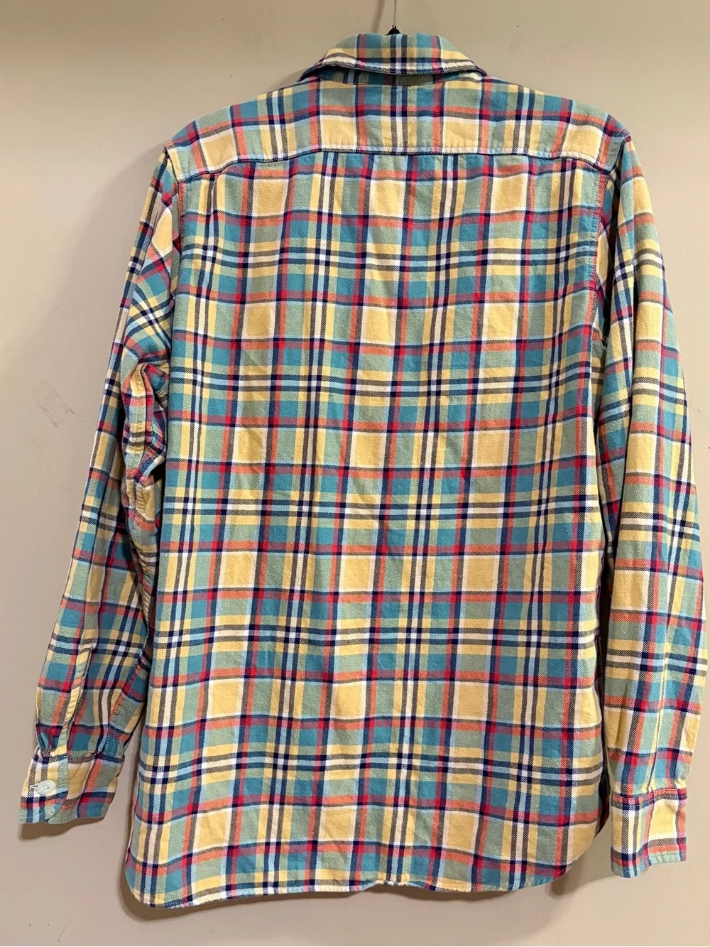 J. Crew Plaid Button-Down Shirt in Yellow, Teal & Red Small